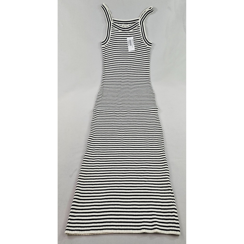Z Supply Sweater Dress Womens M Black White Stripe ZD233795S Cotton Nylon Maxi
